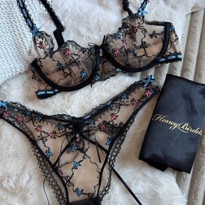Honey Birdette Pascale Bra & Thong Embroidered Set